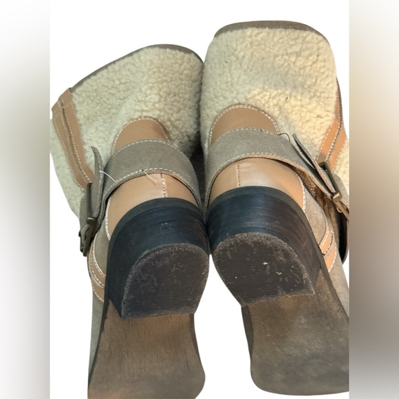 Kelsi Dagger oiled suede leather faux fur side buckle booties boots Sz 8 1/2 - Picture 9 of 12